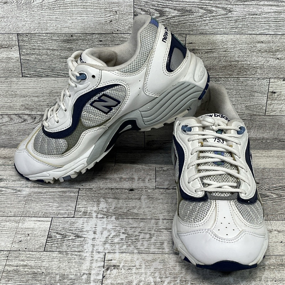 New Balance WW753BL White Blue Lace Up Walking Shoes Made In USA Women Size 6.5B